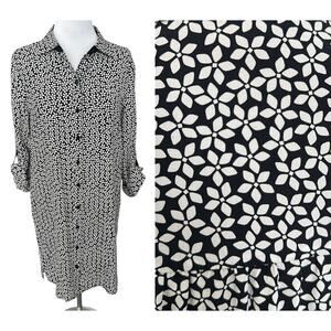 Diane Von Furstenberg DVF 100% Silk Prita Shirt Dress Flower Button Down Size 10